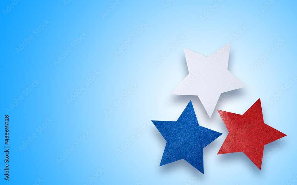 US Star patriotic colors of American Flag. 4th of July Independence Day. United States of America. Glitter Stars on blue background. High resolution photo. US Star patriotic colors of American Flag. 4th of July Independence Day. United States of America. Glitter Stars on blue background. High resolution photo.