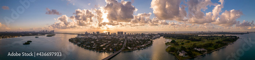 Beautiful Miami panorama sunrise over the ocean