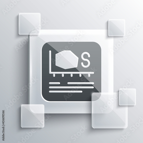 Grey Area measurement icon isolated on grey background. Square glass panels. Vector