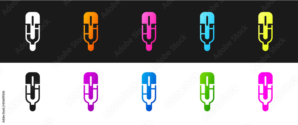Set Medical thermometer for medical examination icon isolated on black and white background. Vector Set Medical thermometer for medical examination icon isolated on black and white background. Vector