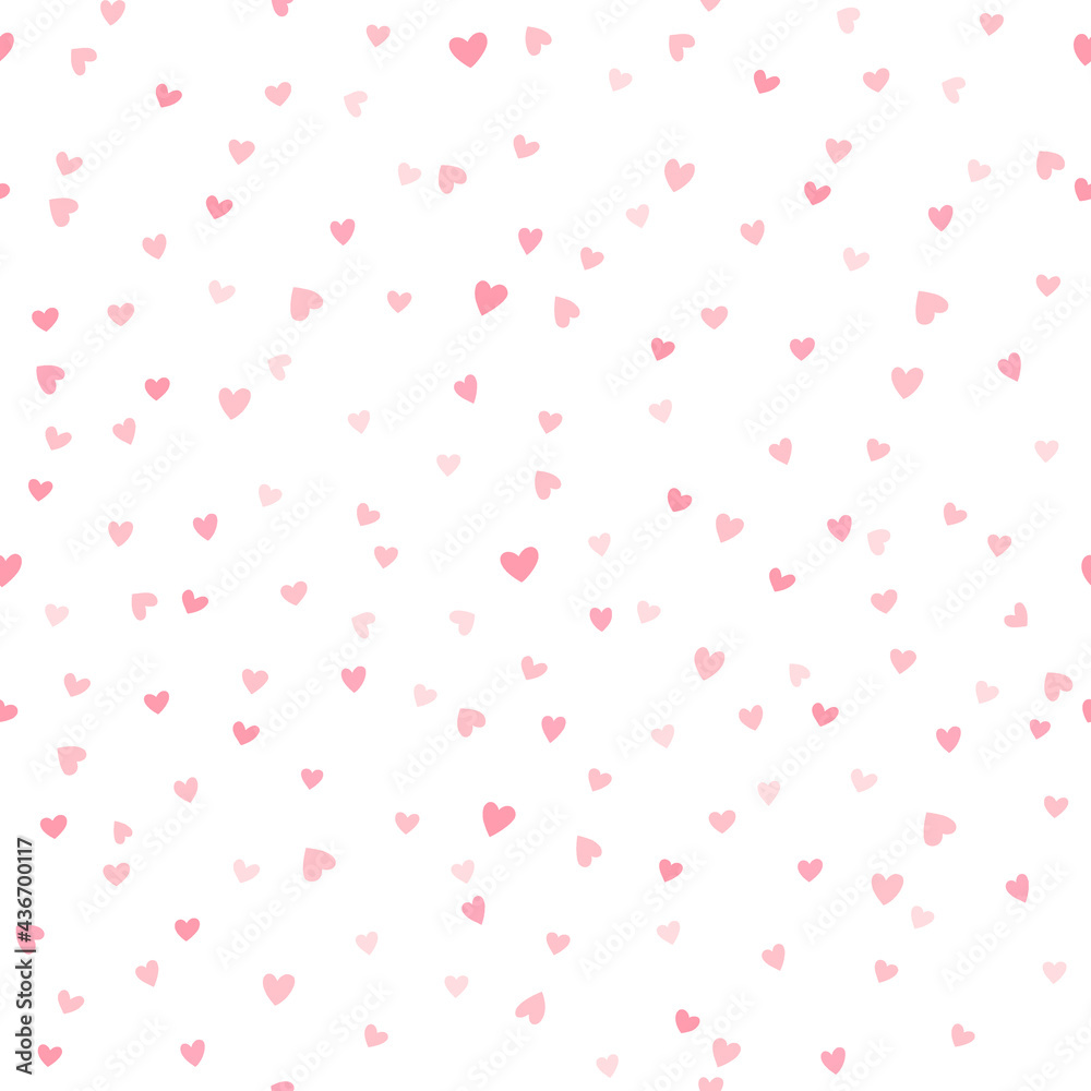 Vector seamless pattern with little hearts. Creative Valentine's Day confetti background. Pink neutral hearty backdrop for wrapping paper, textile, fabric, card making.