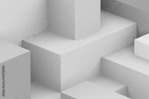 Abstract white and gray geometric cubic background. isometric square 3d render. © MOMOSTOCK
