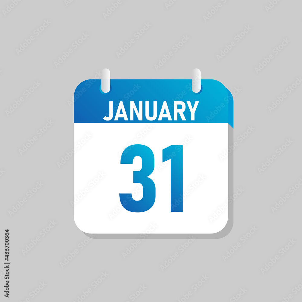White daily calendar Icon January in a Flat Design style. Easy to edit Isolated vector Illustration. White daily calendar Icon January in a Flat Design style. Easy to edit Isolated vector Illustration.