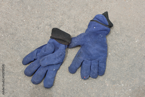Fireman's gloves in firefighter's clothing after use.