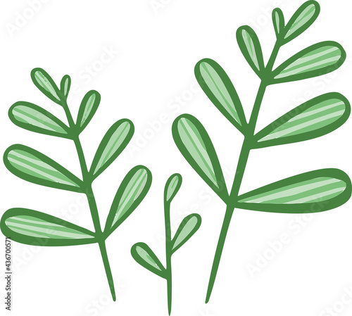 Planting icon  branch symbol with leaves. Vector  line  one color.