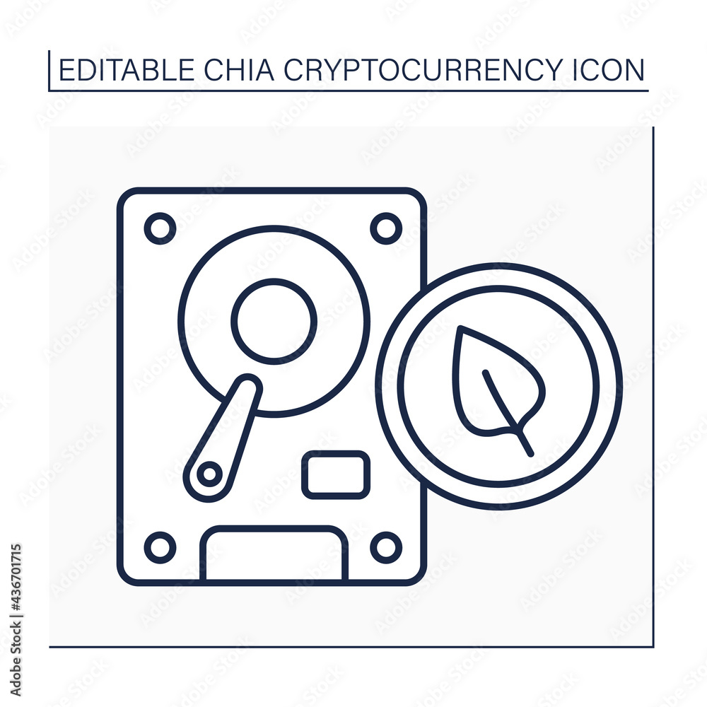 Chia plot line icon. Hard disk space. Output plot file, temporary space. Digital money concept