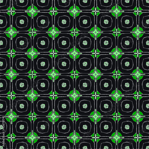 creative seamless geometric pattern black and green colors