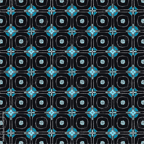 creative seamless geometric pattern black and blue colors