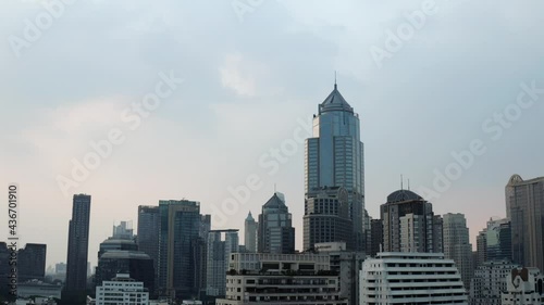 BKK Bangkok Cityscape Skyscraper Aerial View 4K