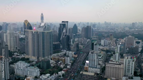 BKK Bangkok Cityscape Skyscraper Aerial View 4K