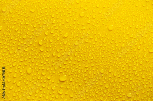 Rain or Water drops on yellow background