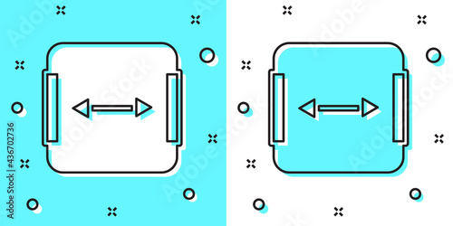 Black line Area measurement icon isolated on green and white background. Random dynamic shapes. Vector