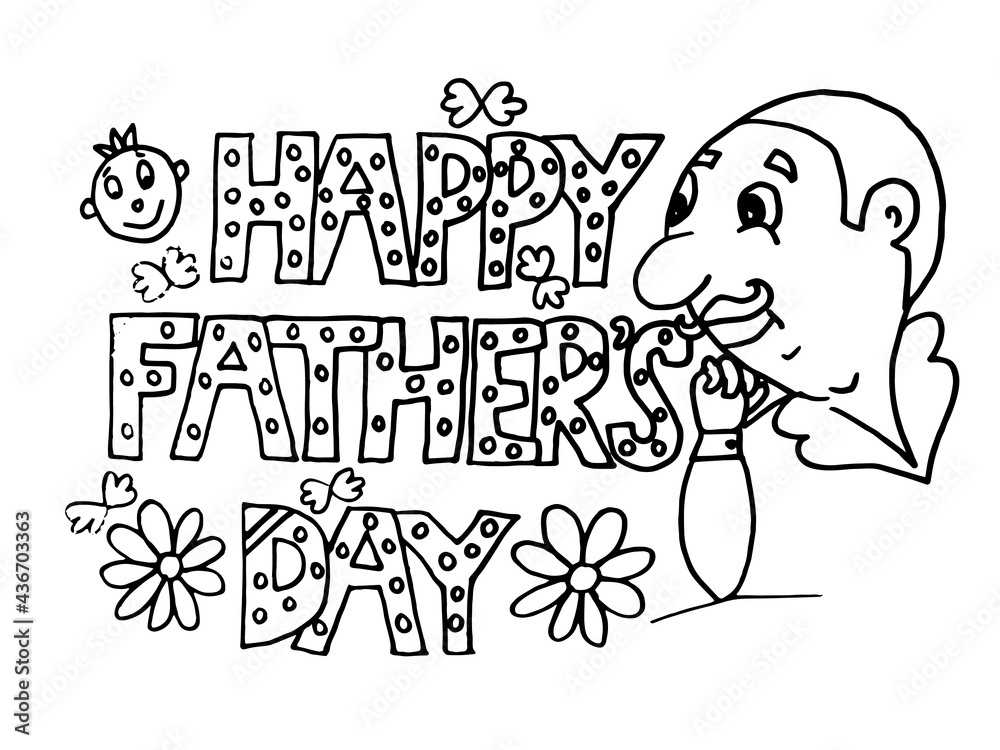 Vetor do Stock: HAPPY FATHER'S DAY COLORING PAGE,CARTOON COLORING PAGE ...