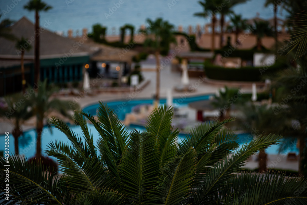 Recreation area on tropical hotel resort