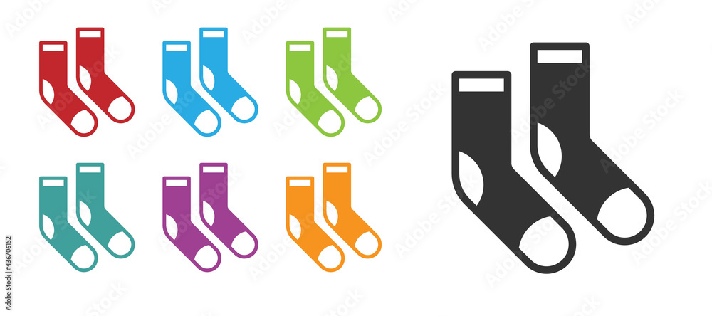 Black Socks icon isolated on white background. Set icons colorful. Vector Black Socks icon isolated on white background. Set icons colorful. Vector