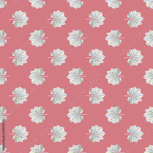 Tropical seamless pattern with light abstract jungle ornament. Pink backround. Doodle style.