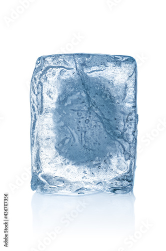 Ice cube close up isolated on white background