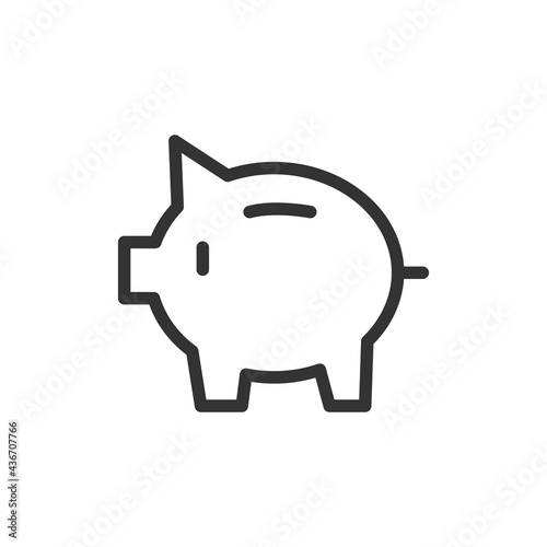 Piggy bank thin line icon.