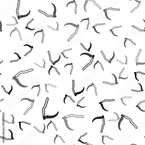 Black Scythe icon isolated seamless pattern on white background. Happy Halloween party. Vector