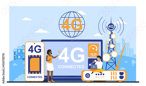 People with gadget use high speed internet.