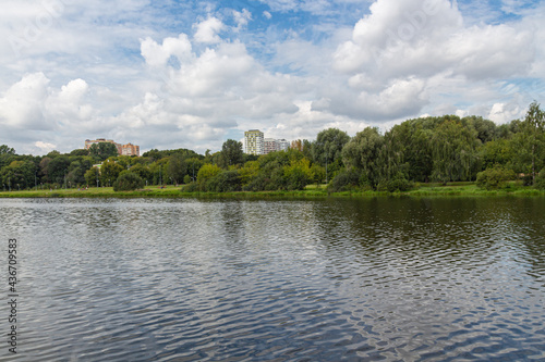 Panoramic view of embankment in Lyublino Park