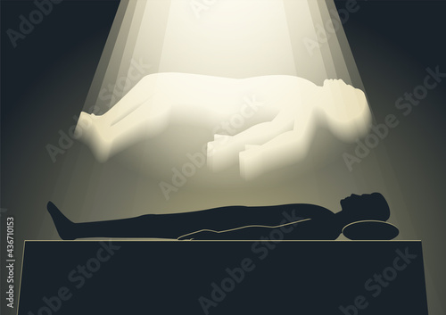 Silhouette design of soul leaves from the body,vector illustration