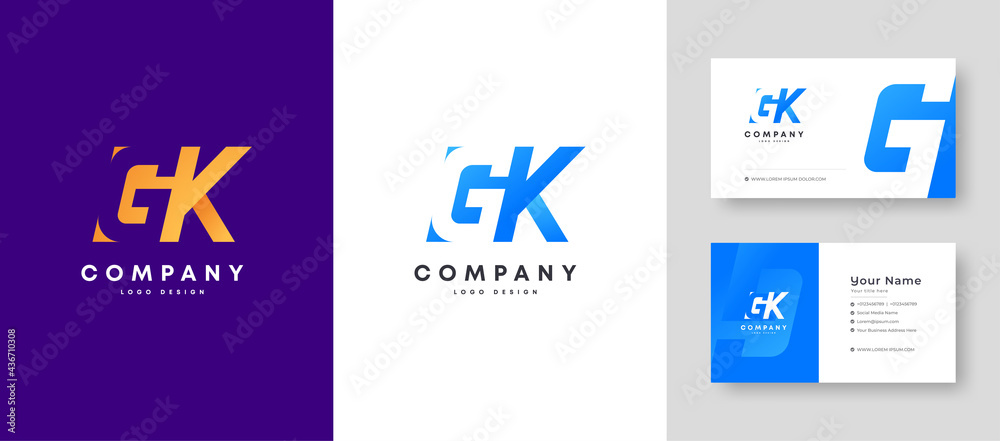 Flat minimal Colorful Initial GK KG Logo With Premium Corporate Stylish Business Card Design Vector Template for Your Company Business Flat minimal Colorful Initial GK KG Logo With Premium Corporate Stylish Business Card Design Vector Template for Your Company Business