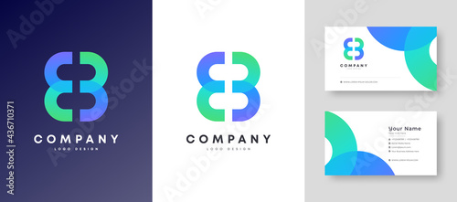 Flat minimal Colorful Initial EB BE Logo With Premium Corporate Stylish Business Card Design Vector Template for Your Company Business