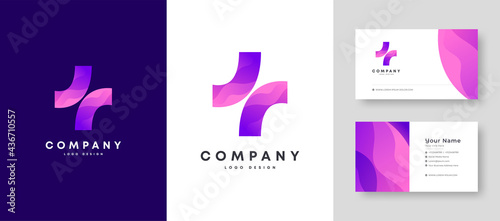 Colorful Initial Health Care Plus + Logo With Premium Corporate Stylish Business Card Design Vector Template for Your Company Business