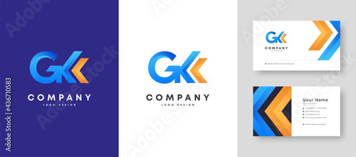 Flat minimal Colorful Initial GK KG Logo With Premium Corporate Stylish Business Card Design Vector Template for Your Company Business