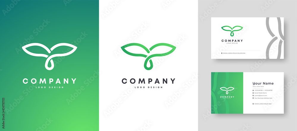 Flat minimal Colorful Initial Nature Tree T Logo With Premium Corporate Stylish Business Card Design Vector Template for Your Company Business - obrazy, fototapety, plakaty 