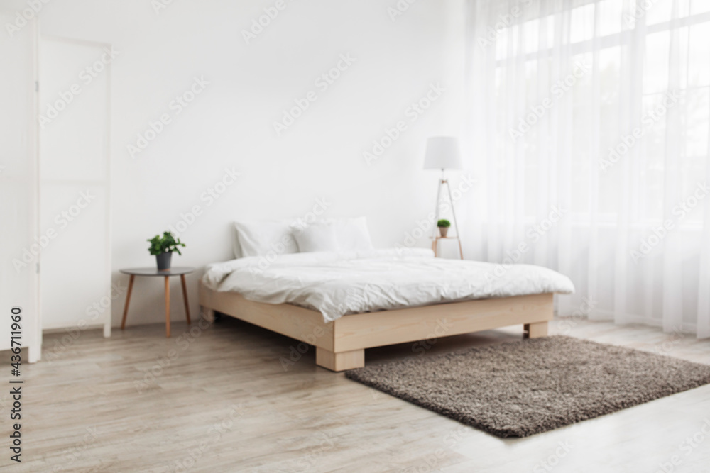 Simple modern bedroom interior, contemporary minimalist design