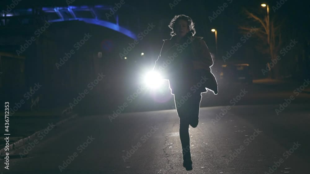 Male Chased by a Car on a Dark Alley
