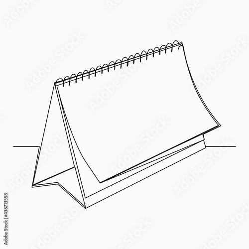 Continuous line, Calendar whilst turning the pages. Drawing of set Object. (Vector illustration one line drawing)