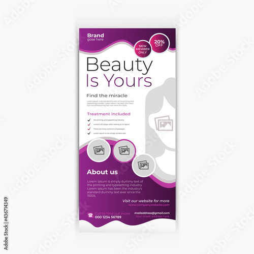 Spa beauty salon rack card dl flyer design template