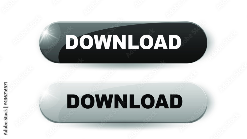 Download button. 3d vector in white and black colors isolated on white background. Download button. 3d vector in white and black colors isolated on white background.