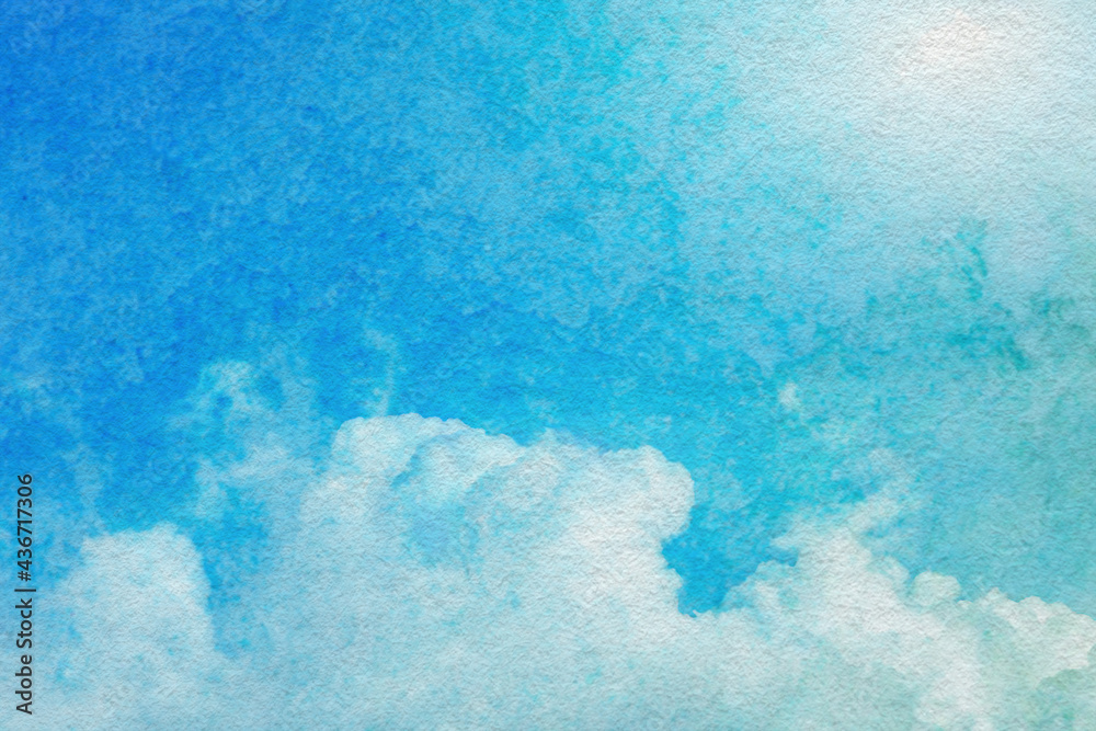 cloudy sky with gradient pastel color nature abstract background on the texture of the watercolor painting paper