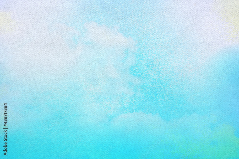 cloudy sky with gradient pastel color nature abstract background on the texture of the watercolor painting paper