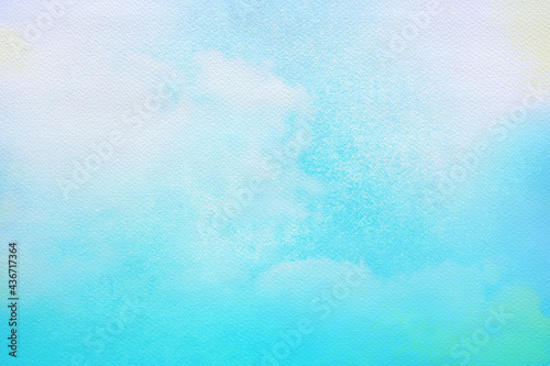 cloudy sky with gradient pastel color nature abstract background on the texture of the watercolor painting paper © kaewphoto
