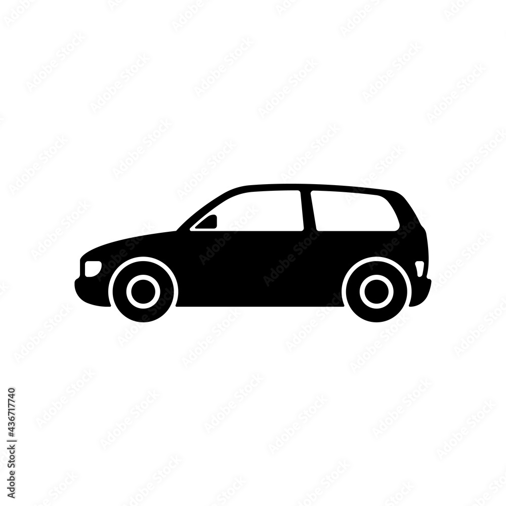 Car icon. Black silhouette. Side view. Vector simple flat graphic illustration. The isolated object on a white background. Isolate.