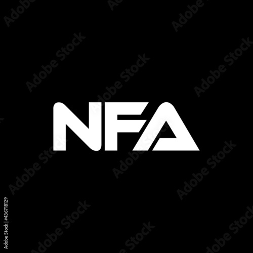 NFA letter logo design with black background in illustrator, vector logo modern alphabet font overlap style. calligraphy designs for logo, Poster, Invitation, etc. 
