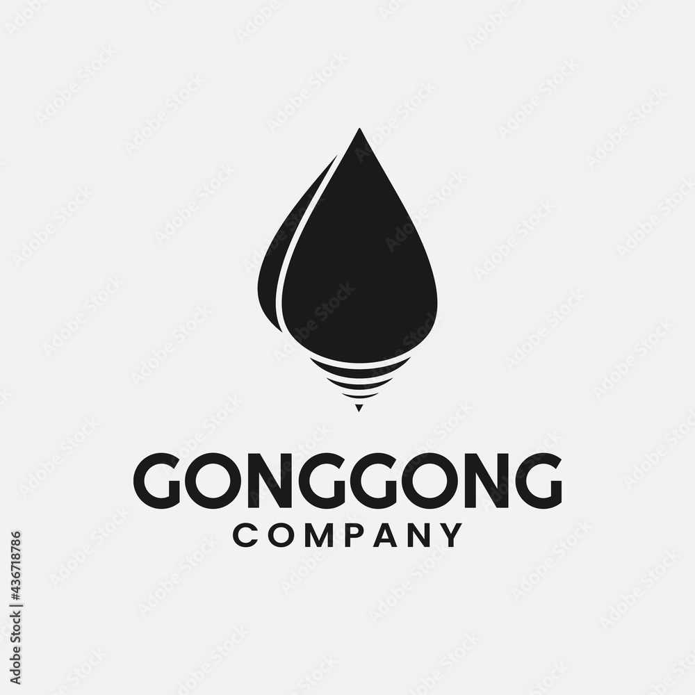 Fototapeta premium Snail Shell or Gonggong Logo Design Template. Gonggong is the name of a sea shell by Indonesian Malay people. Design in Black Silhouette Vintage Hipster Retro Style.