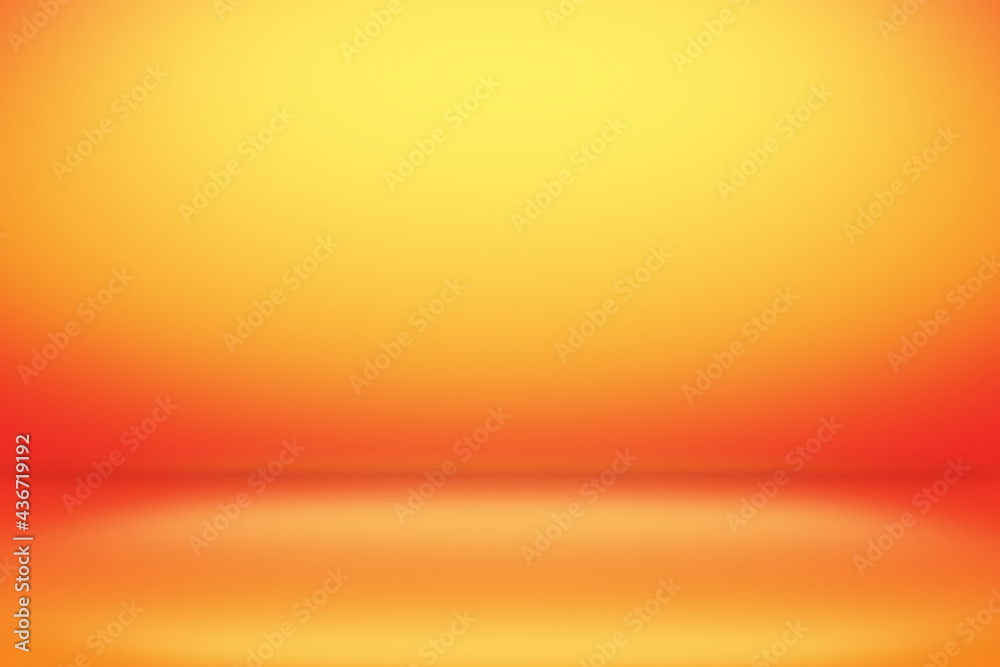 Yellow and Orange empty room studio gradient used for background design and display your product