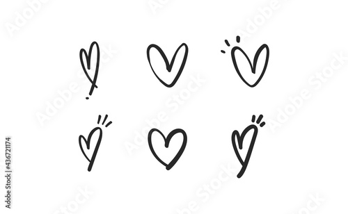 Hand drawn hearts. Love symbol. Illustration doodles.
