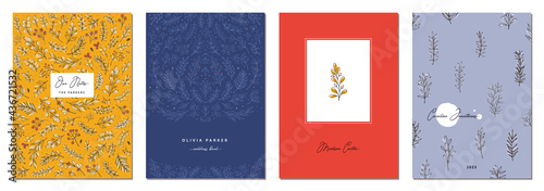 Trendy covers set. Cool abstract and floral design. For notebooks, planners, brochures, books, catalogs, cards, invitations etc. 