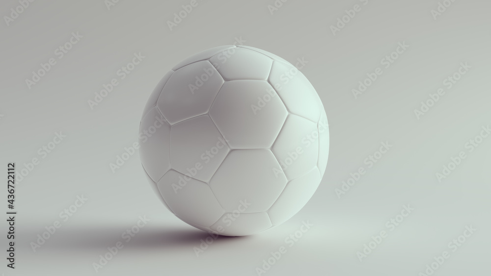 White Association Football Soccer Ball Clean Leather Mockup Hexagons