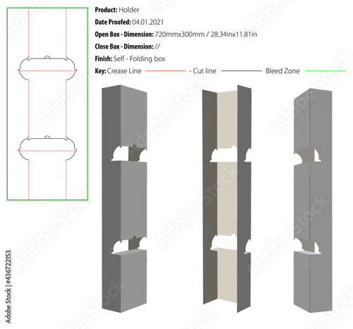 Pedestal display easel chevalet holder double packaging design template die cut - vector