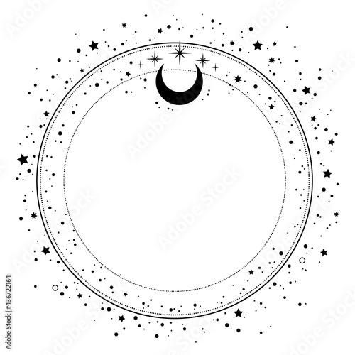 round frame with an ornament of scattered black stars