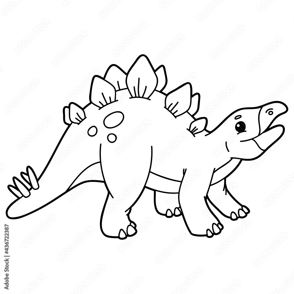 Obraz premium Vector illustration coloring page with cartoon dinosaur for children, coloring and scrap book, printable 