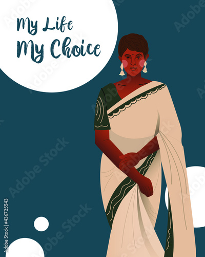 Indian woman in Saree, my life my choice, earrings